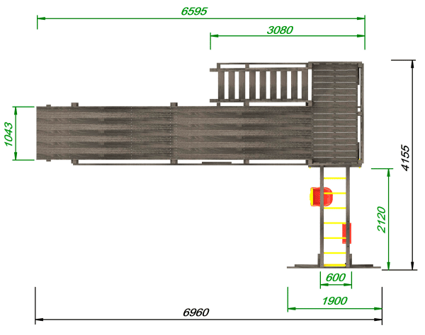 Детская площадка - деревянная горка Пикник "Зима №3" Блэк с рукоходом