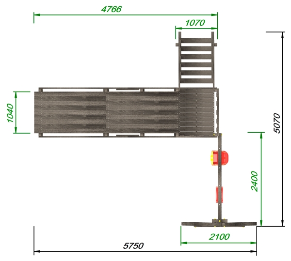 Детская площадка - деревянная горка  Пикник "Зима №2" Блэк с качельной балкой
