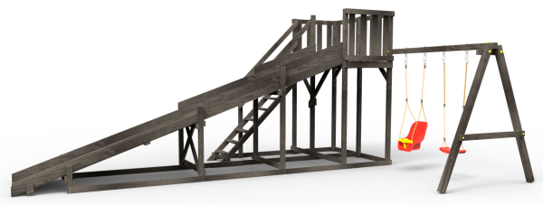 Детская площадка - деревянная горка Пикник "Зима №3" Блэк с качельной балкой