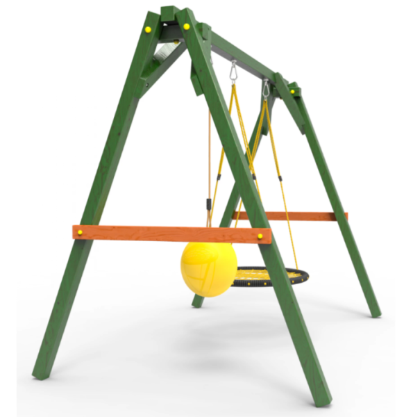 Деревянные качели Пикник 2 "Вега" (качели гнездо 1м + качели шар)