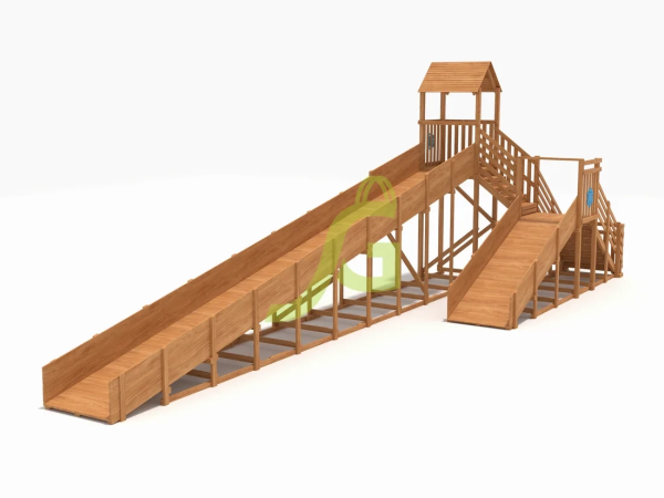 Зимняя деревянная горка "IgraGrad Snow Fox 12 м" с двумя скатами