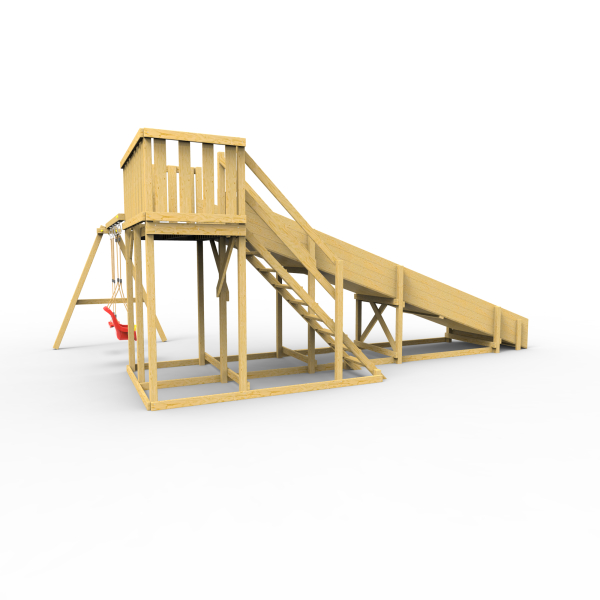 Детская площадка - деревянная горка Пикник "Зима №3" с качельной балкой