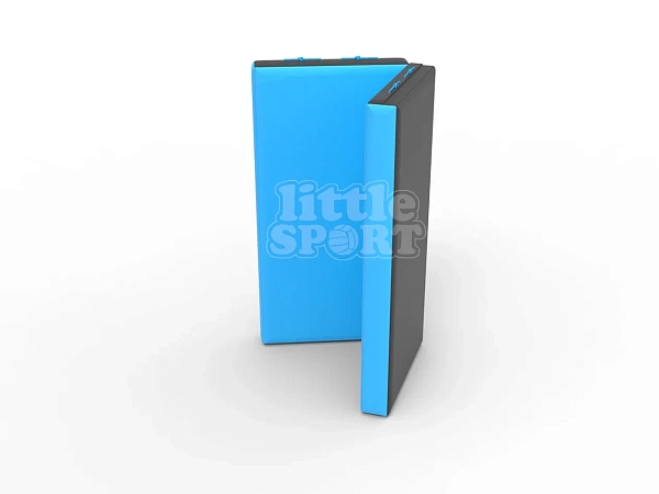 картинка Мат кожзам LittleSport (100х100х10см) складной в 2 сложения черный\голубой от магазина Лазалка