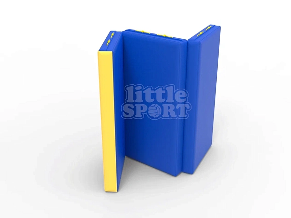 картинка Мат кожзам LittleSport (100х150х10см) складной в 3 сложения синий/желтый от магазина Лазалка
