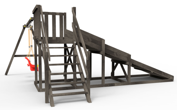 Детская площадка - деревянная горка  Пикник "Зима №2" Блэк с качельной балкой