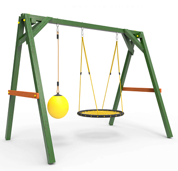 Деревянные качели Пикник 2 "Вега" (качели гнездо 1м + качели шар)