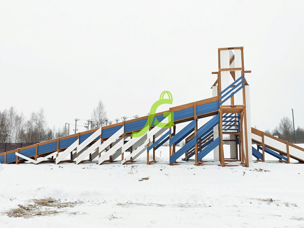 Зимняя деревянная горка "IgraGrad Snow Fox 12 м" с двумя скатами мод.4