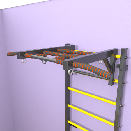 картинка Шведская стенка «LittleSport» Л Графит желтые ступени от магазина Лазалка