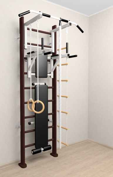 картинка Деревянная шведская стенка Sv Sport 906в (Турник стандарт/Брусья/Скамья/Канат/Кольца/Лестница) от магазина Лазалка