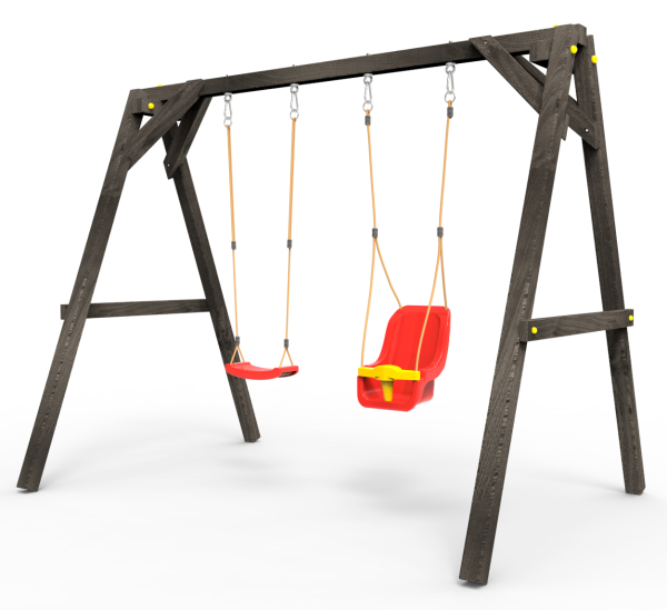 Деревянные качели Пикник 2 "Блэк" (качели долька + для малышей)