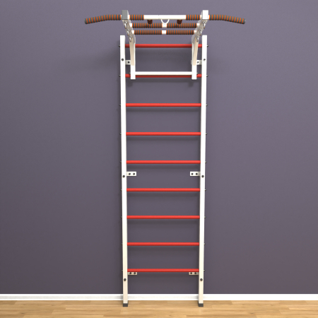картинка Шведская стенка «LittleSport» Л Белый красные ступени от магазина Лазалка