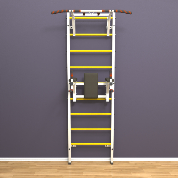 Шведская стенка «LittleSport» White Pull-Up 2.0 желтые ступени
