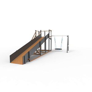 Детская площадка - деревянная горка Пикник "Зима №3" Ультра с качелями "Гнездо"