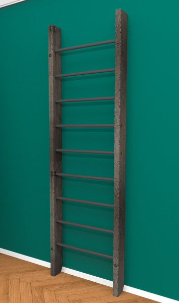 Брашированная шведская стенка "Кастерли" Black (Черные ступени)