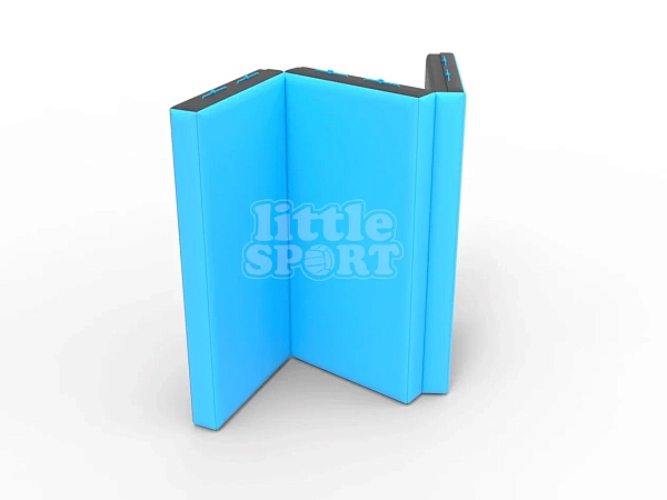 картинка Мат кожзам LittleSport (100х150х10см) складной в 3 сложения черный/голубой от магазина Лазалка