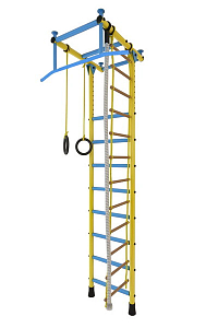 Детский спортивный уголок ДСК "Лидер-А" Т-образный (Голубой/Желтый), до 3,2 м.,Обычный хват, Металл)