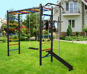 Уличная шведская стенка Sv Sport рукоход У534 (Турник/Брусья/Скамья/Деревянные/Канат/кольца/лестница)